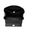 tulip black leather handbag interior details