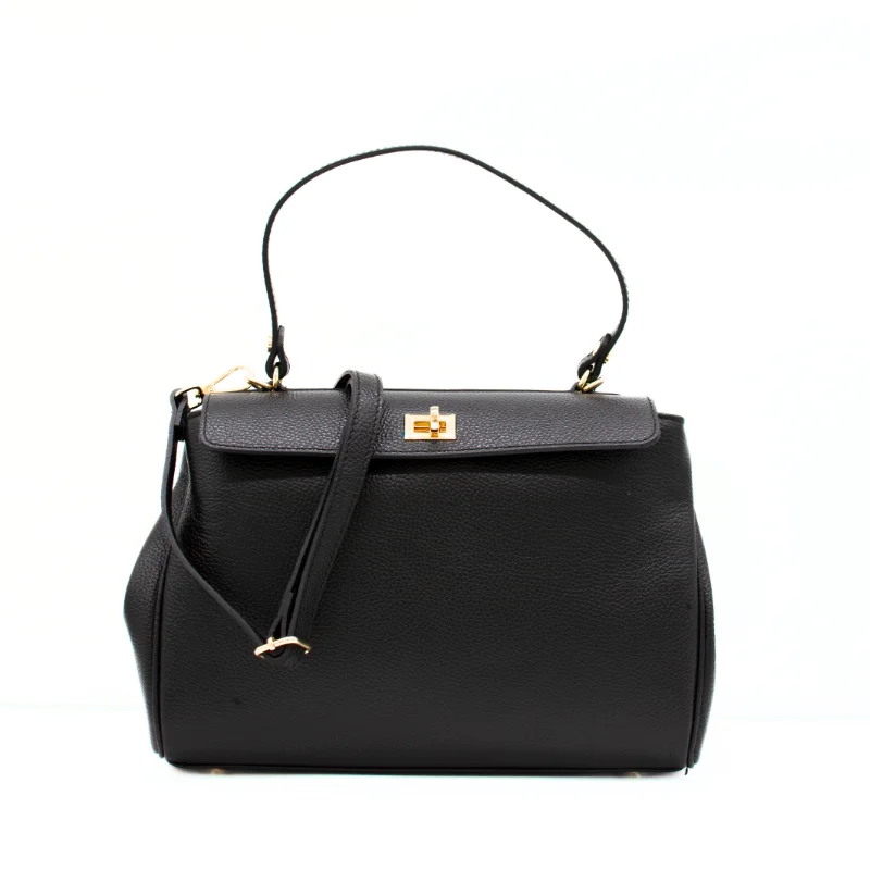 tulip black leather handbag strap