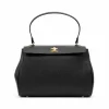 tulip black leather handbag
