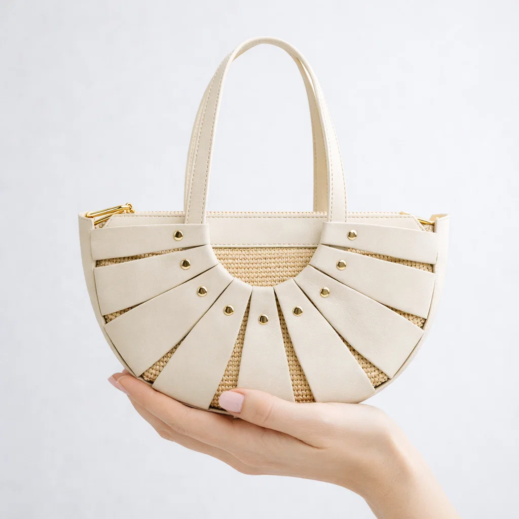summer beige leather handbag 1