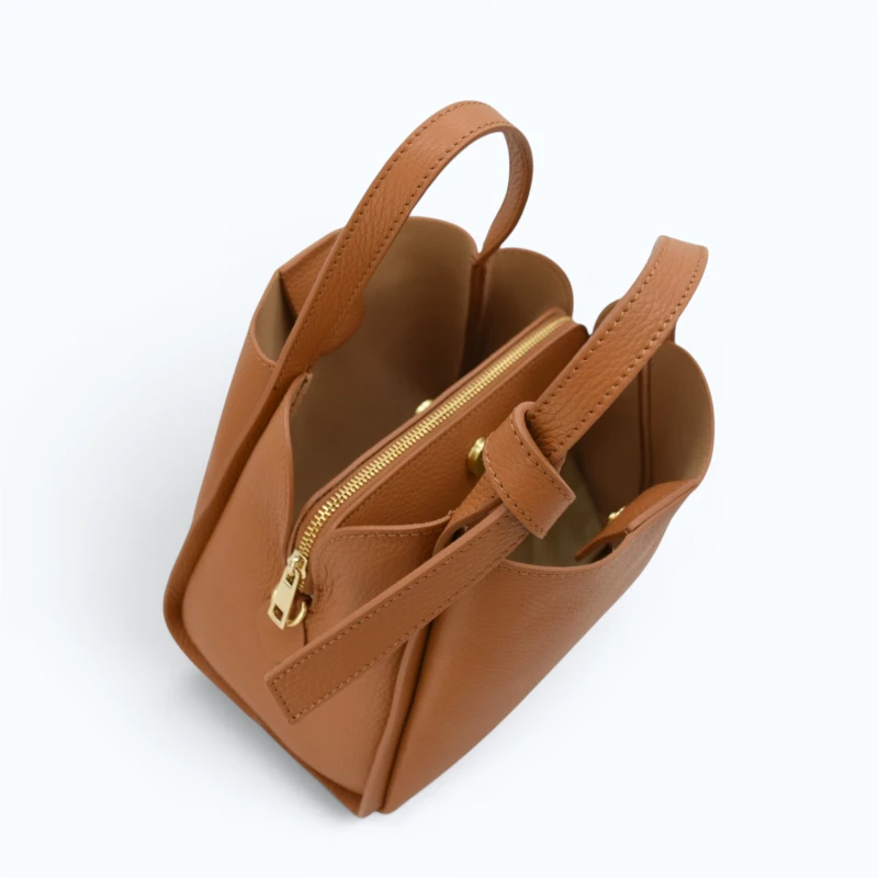 bruna camel leather handbag handbag interior details
