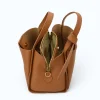 bruna camel leather handbag handbag interior zip details