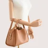 bruna camel leather handbag handbag on hand detail sde