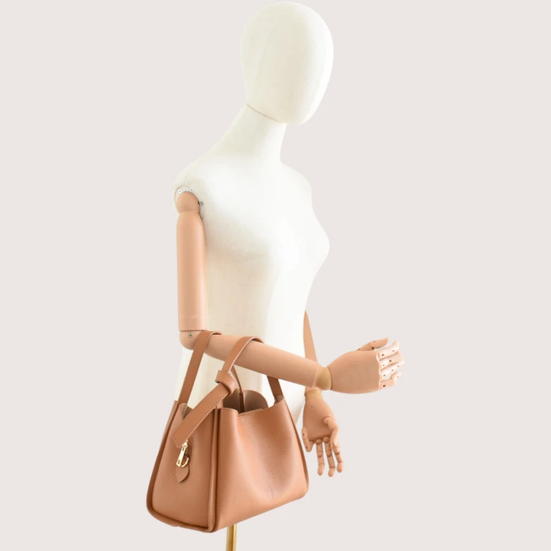 bruna camel leather handbag handbag on hand