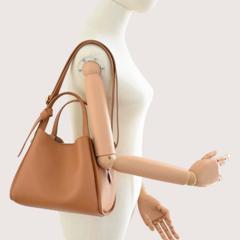 bruna camel leather handbag handbag on shoulder detail