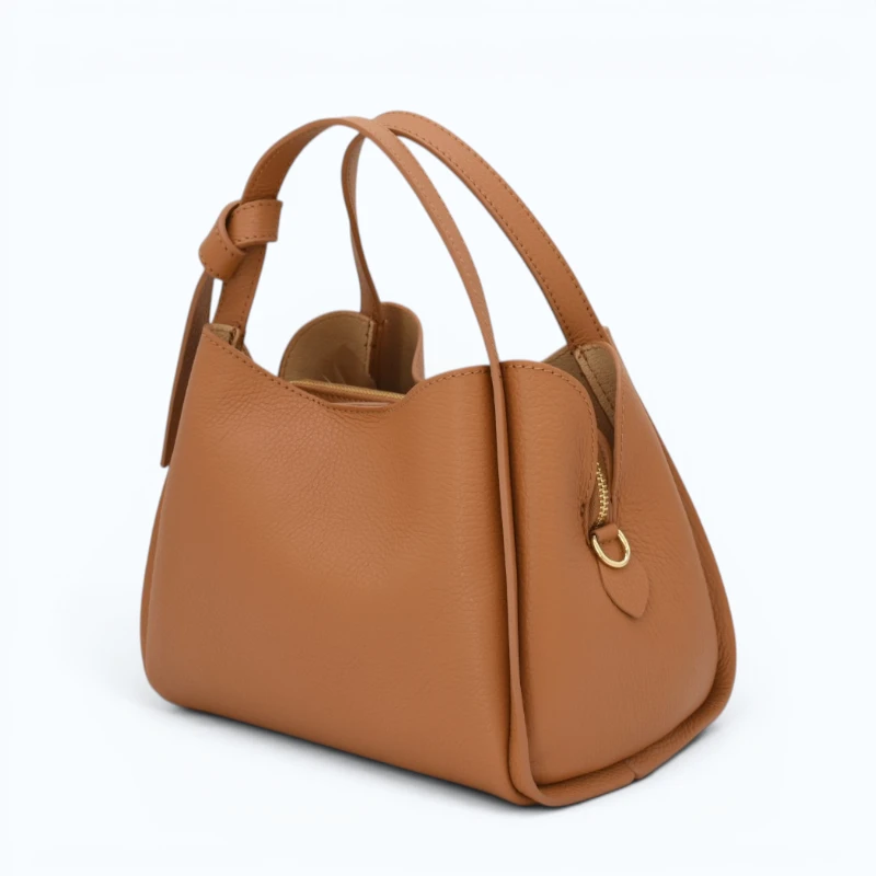 bruna camel leather handbag handbag side ledt