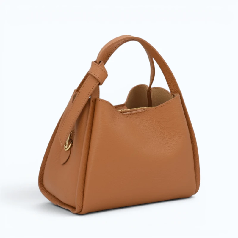bruna camel leather handbag handbag side