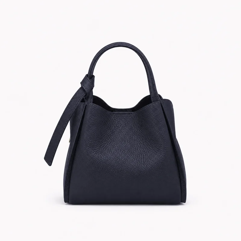 bruna navy blue leather handbag