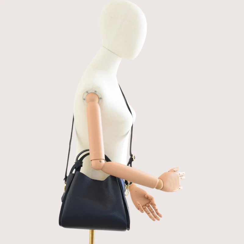 bruna navy blue leather handbag crossbody strap