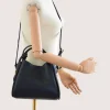 bruna navy blue leather handbag crossbody strap
