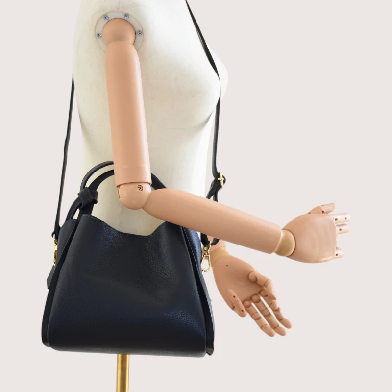 bruna navy blue leather handbag crossbody strap
