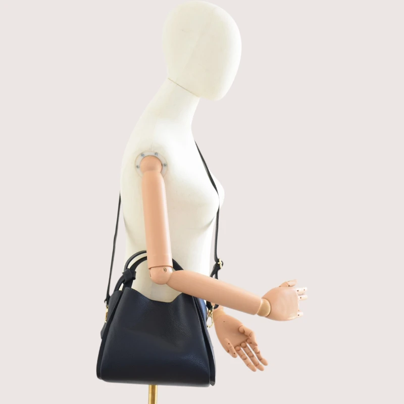 bruna navy blue leather handbag crossbody strap