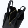 bruna navy blue leather handbag interior details