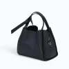 bruna navy blue leather handbag left side