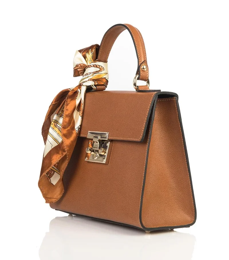 diva camel leather handbag side