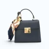 diva navy blue leather handbag front