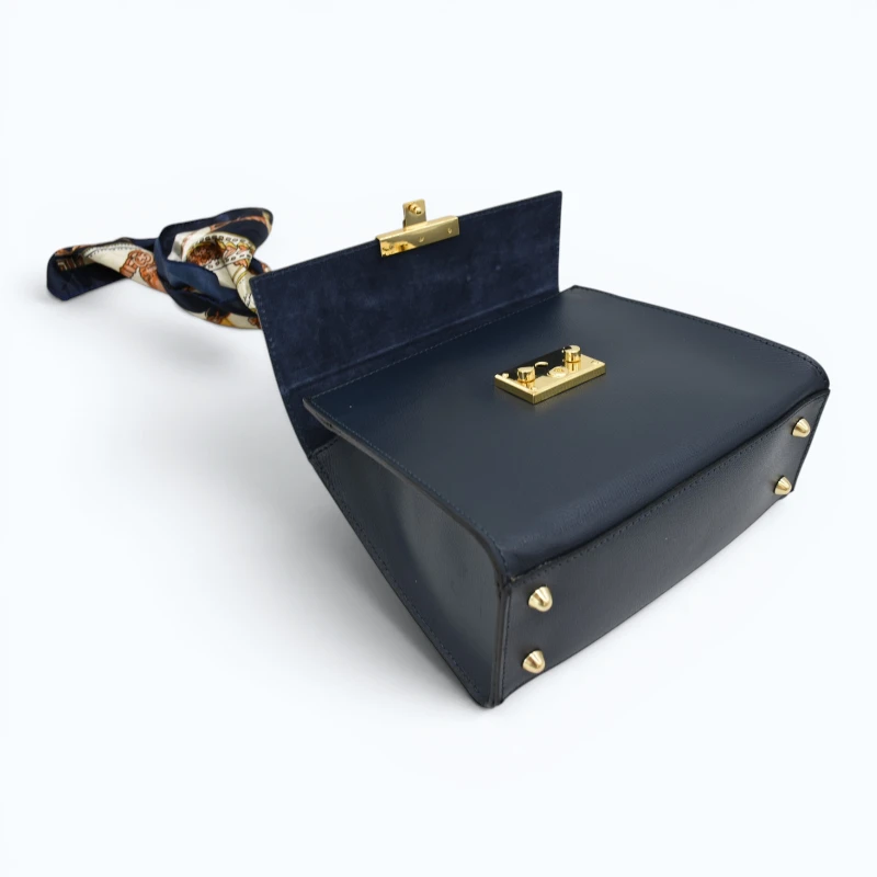 diva navy blue leather handbag interior