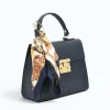 diva navy blue leather handbag right side