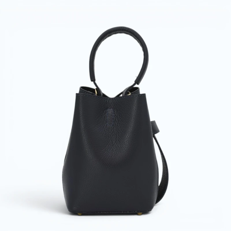Flow Navy Blue Leather Handbag closed back