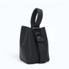 Flow Navy Blue Leather Handbag closed side