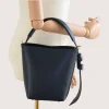 Flow Navy Blue Leather Handbag hand detail