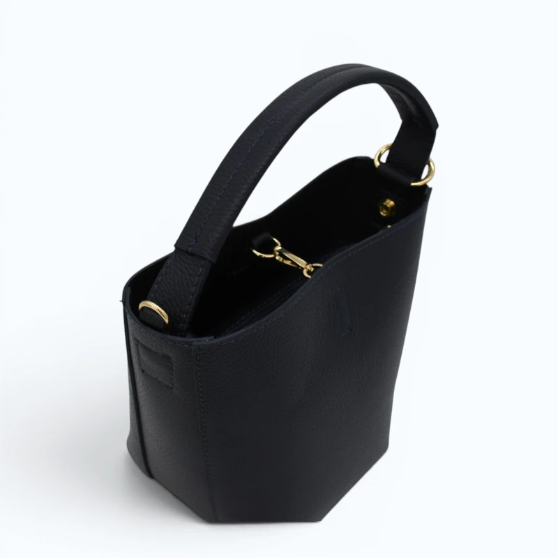 Flow Navy Blue Leather Handbag interior