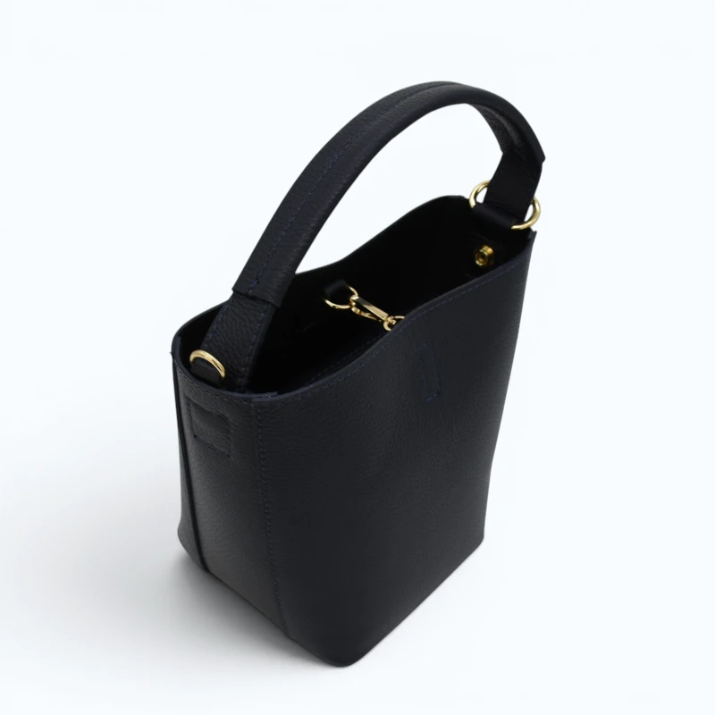 Flow Navy Blue Leather Handbag interior