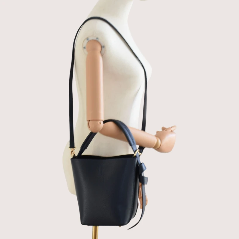 Flow Navy Blue Leather Handbag shoulder strap