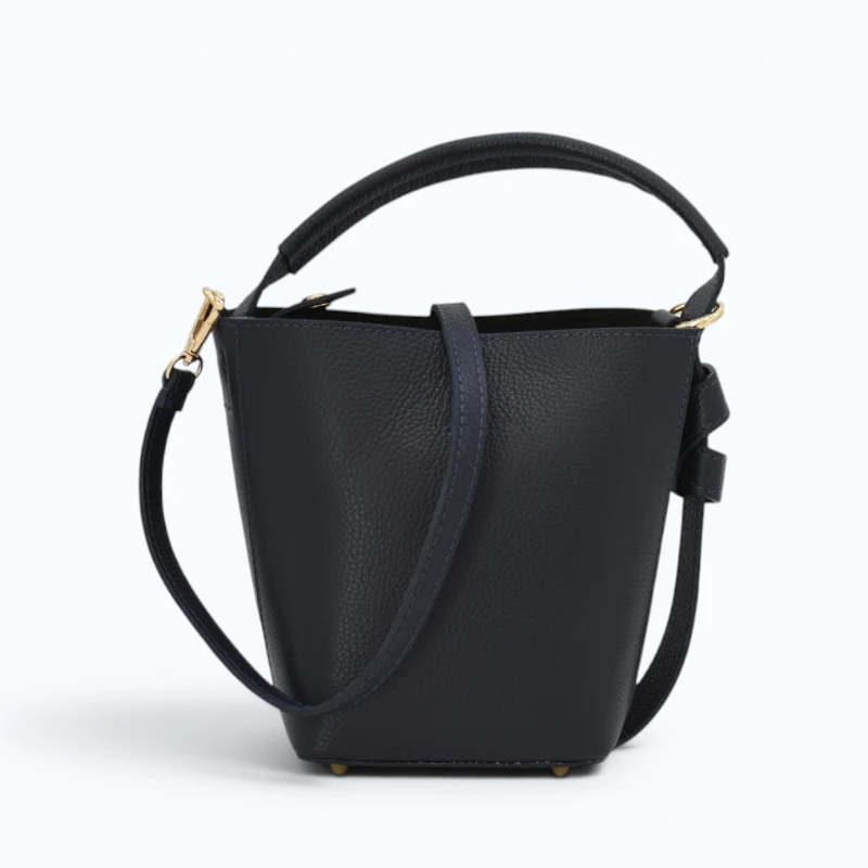 Flow Navy Blue Leather Handbag strap
