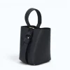 Flow Navy Blue Leather Handbag style2 side