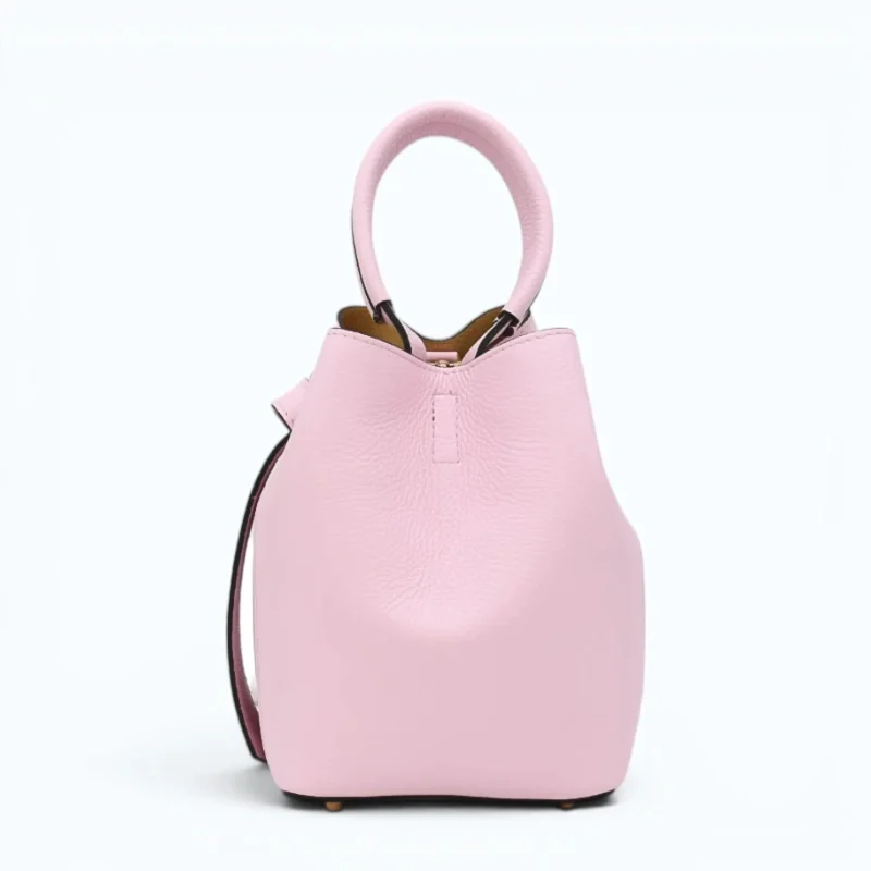 Flow pink leather handbag closed