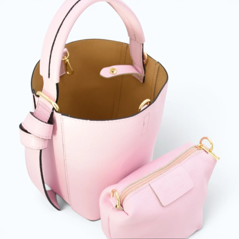 Flow pink leather handbag interior bag detals