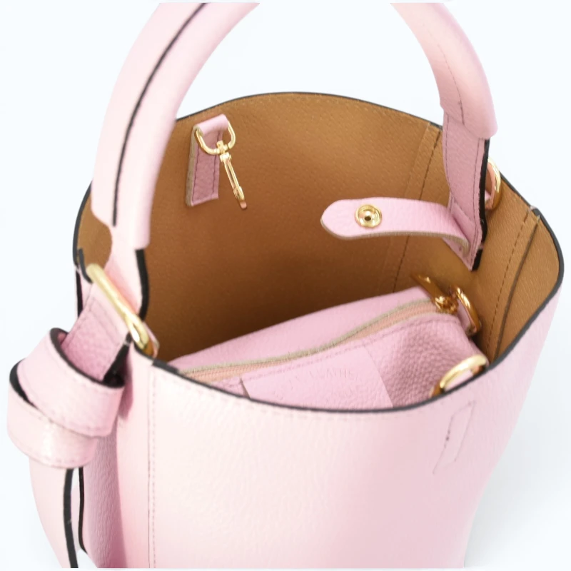 Flow pink leather handbag interior bag