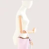 Flow pink leather handbag interior on hand