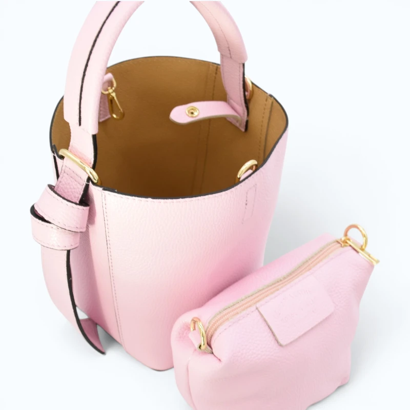 Flow pink leather handbag interior