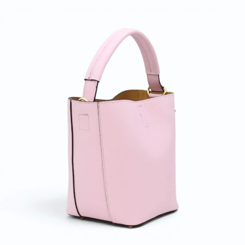 Flow pink leather handbag side left