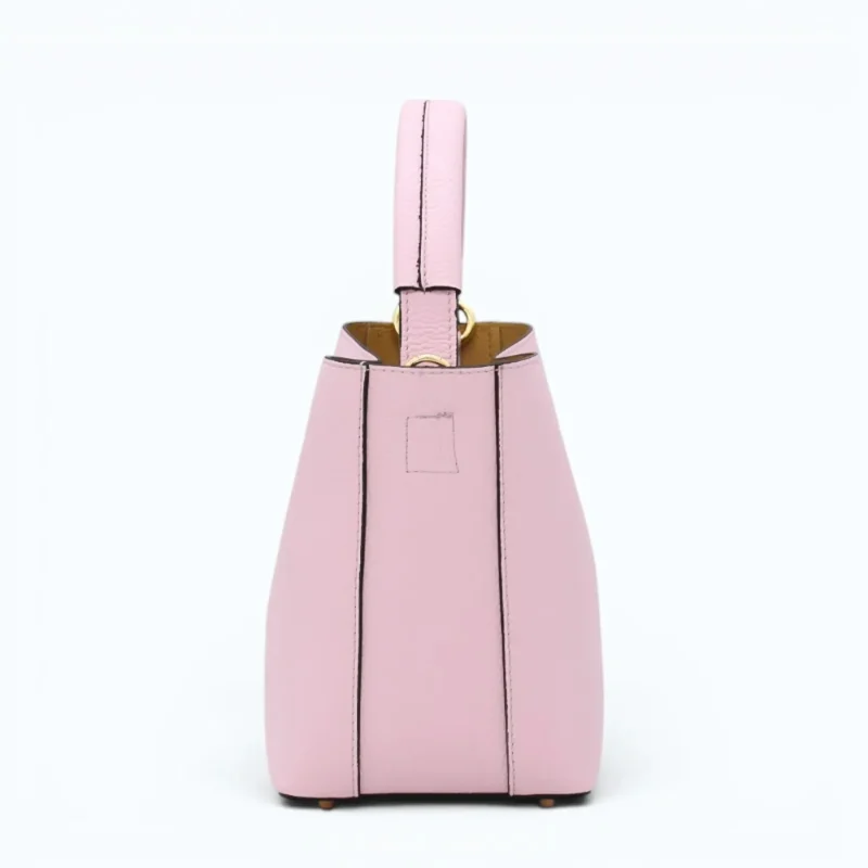Flow pink leather handbag sided
