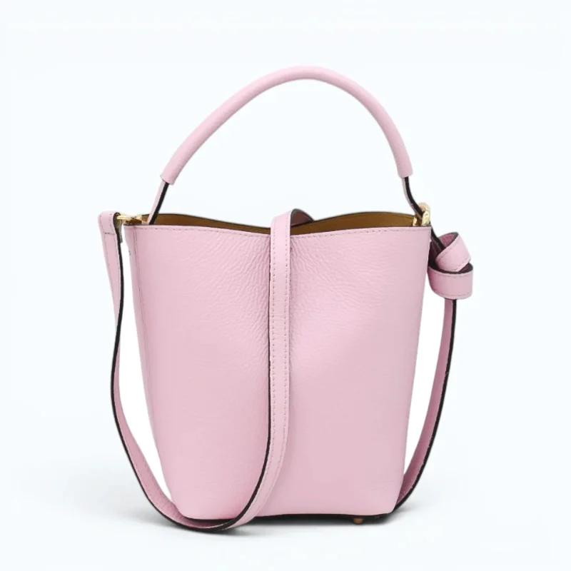 Flow pink leather handbag strap