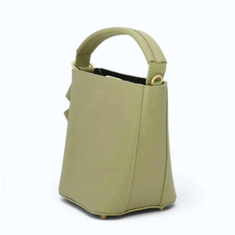 Flow Pistachio Green Leather Handbag back side