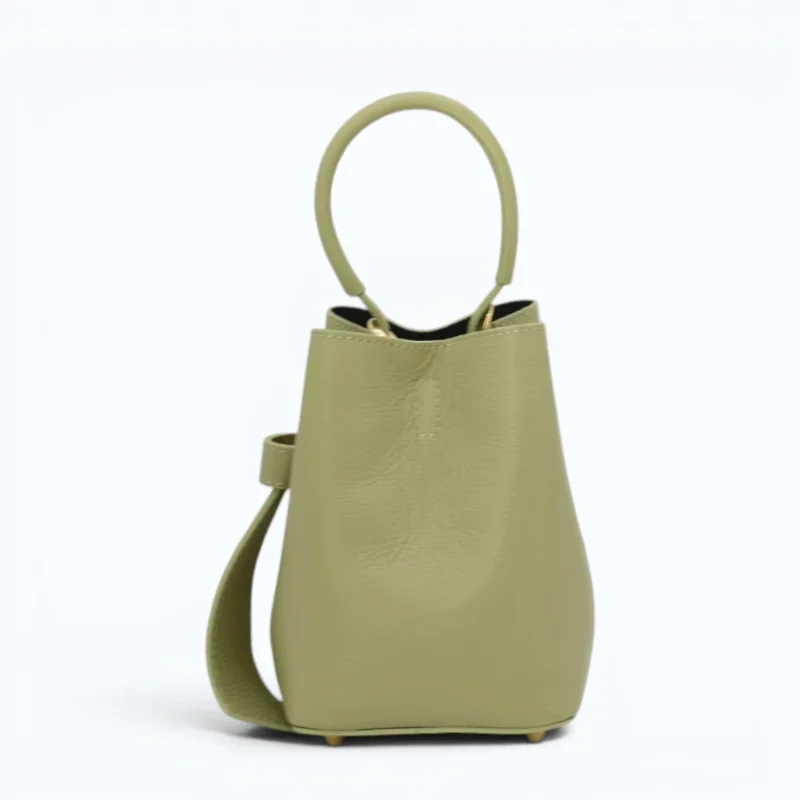 Flow Pistachio Green Leather Handbag closed