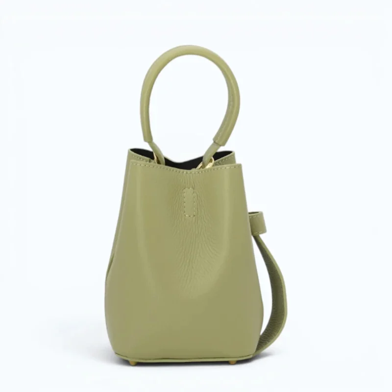 Flow Pistachio Green Leather Handbag closed back