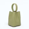 Flow Pistachio Green Leather Handbag closed left side
