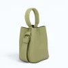 Flow Pistachio Green Leather Handbag closed side