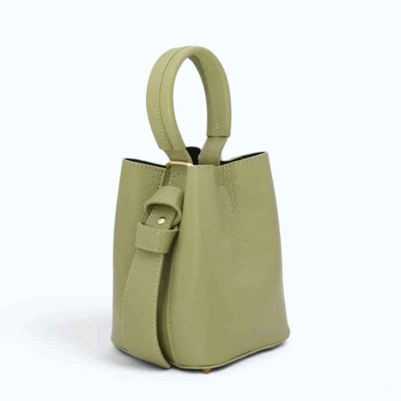 Flow Pistachio Green Leather Handbag closed side