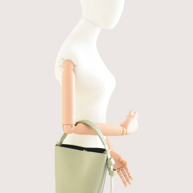 Flow Pistachio Green Leather Handbag models