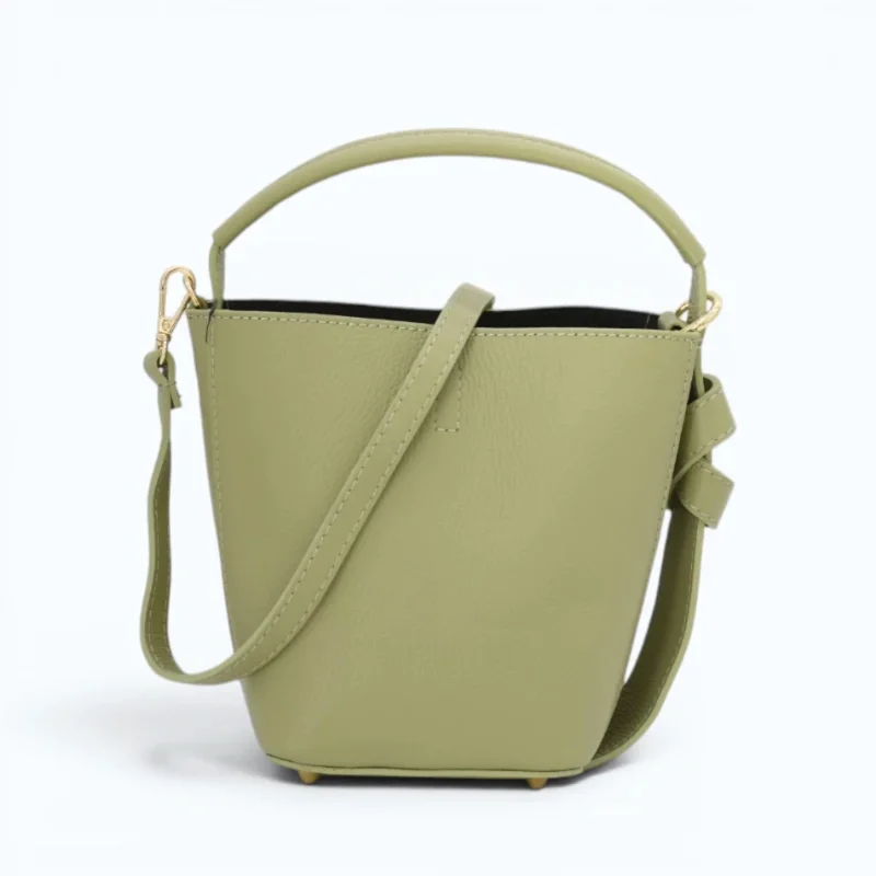Flow Pistachio Green Leather Handbag strap