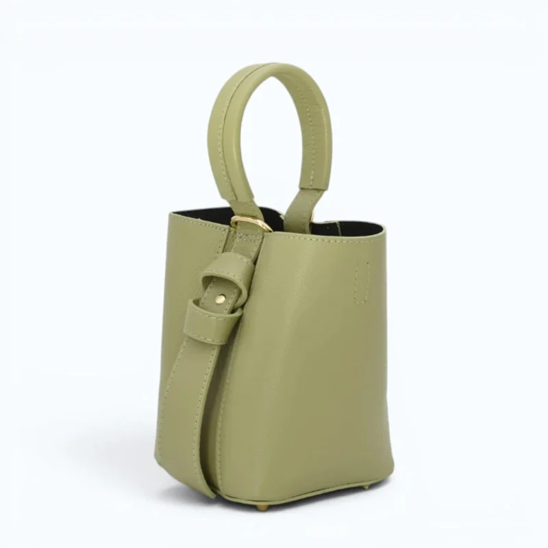Flow Pistachio Green Leather Handbag style2 right side