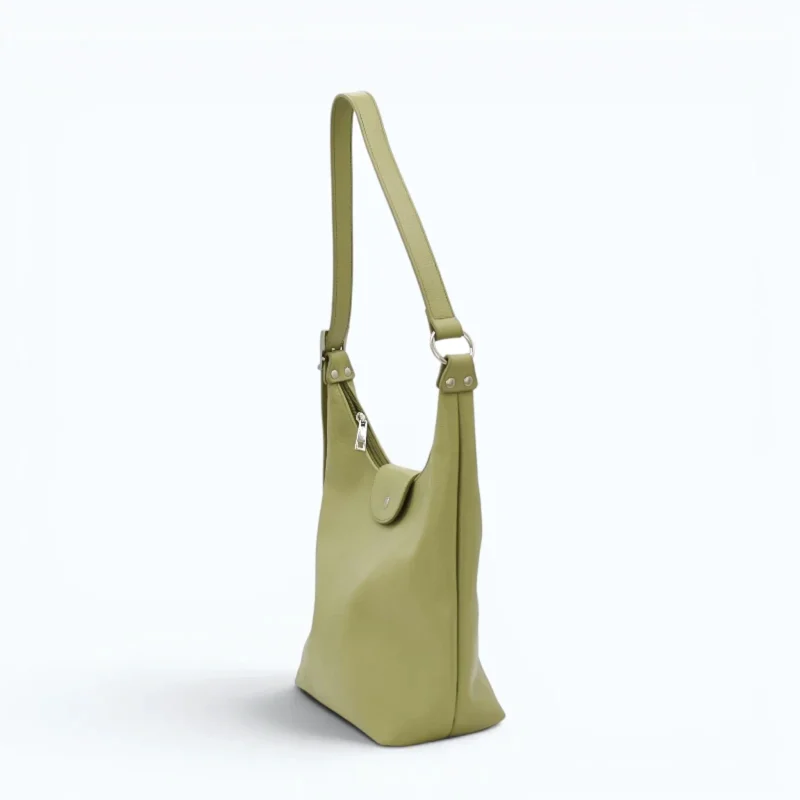 Love pistachio green Tote Leather Bag left side
