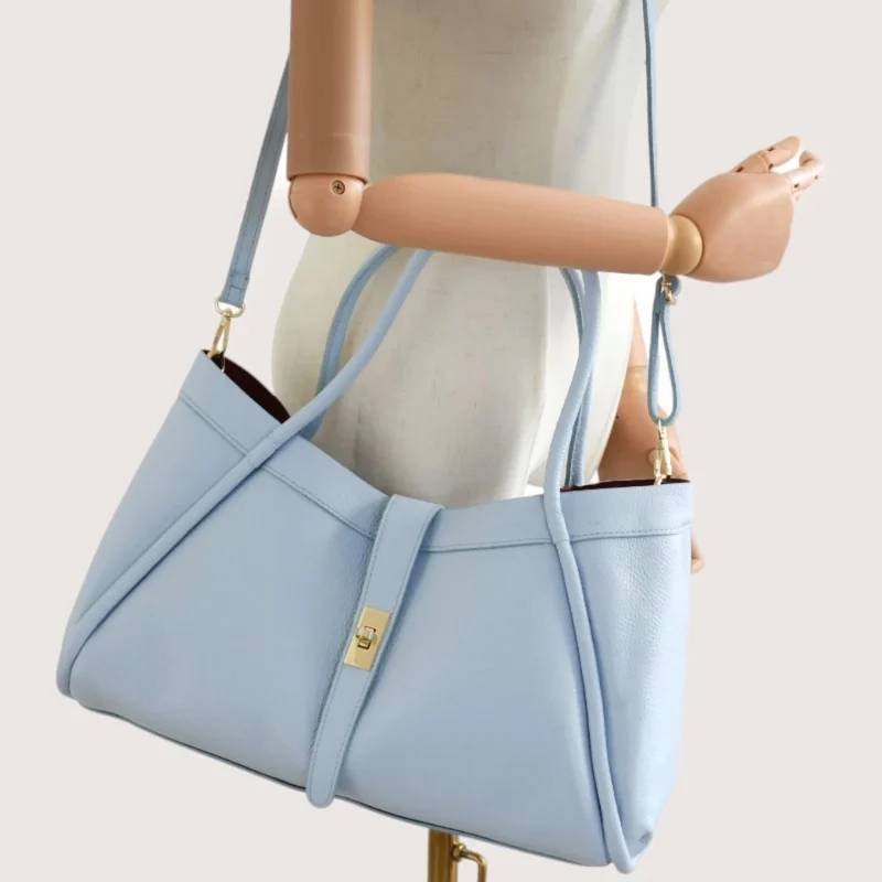 Marge Baby Blue Leather Handbag crossbody detail