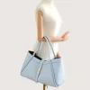 Marge Baby Blue Leather Handbag hand detail